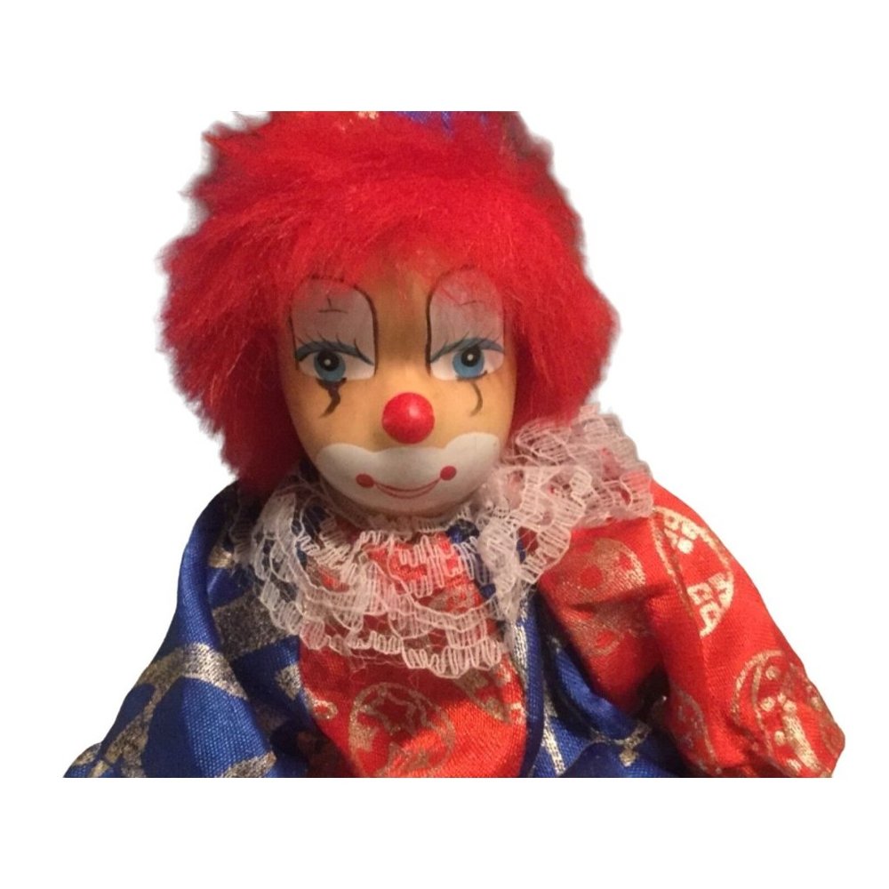 Clown Doll with Red Hair and red/ blue outfit - Picture 13 of 16